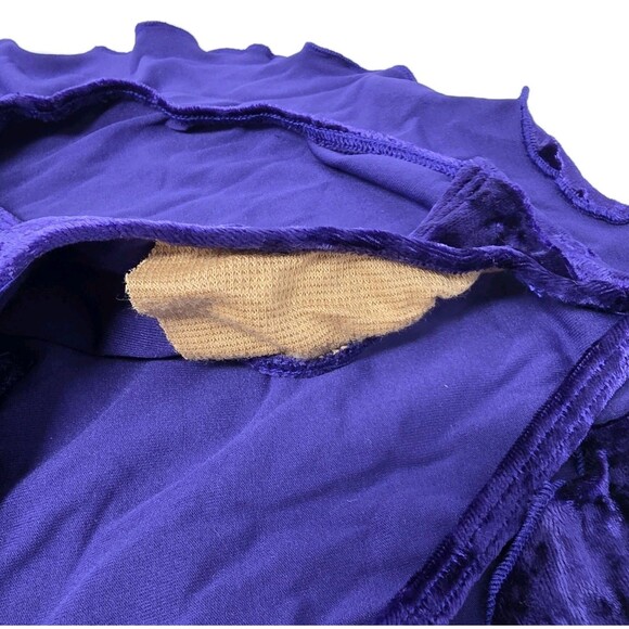 Gilda Marx XS Crushed Velvet High Neck Keyhole LS Skirt Leotard Dress Purple Y/J - Picture 11 of 16
